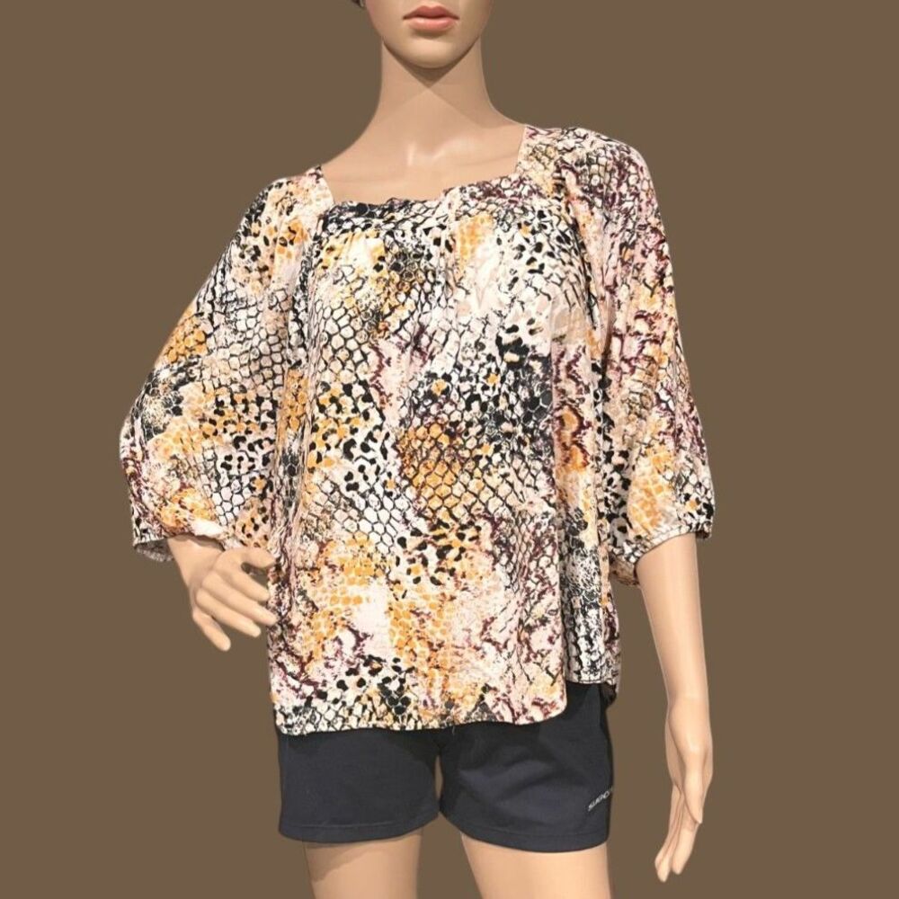 SAVANNA JANE Women's The Salene Top Snake Print Tie Back Sz M